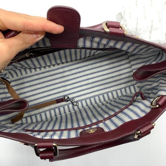 Dooney & Bourke Leather Purse Saffiano Zip Satchel Red Bordeaux - Picture 3 of 16